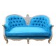 Indonesia Furniture French Baby Blue Carved Sofa Mahogany